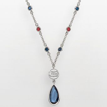 LogoArt Montreal Canadiens Silver Tone Crystal Logo Teardrop Y Necklace