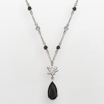 LogoArt Pittsburgh Penguins Silver Tone Crystal Logo Teardrop Y Necklace
