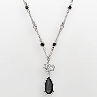 LogoArt San Jose Sharks Silver Tone Crystal Logo Teardrop Y Necklace