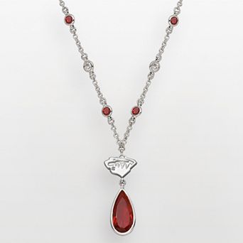 Minnesota Wild Silver Tone Crystal Logo Teardrop Y Necklace