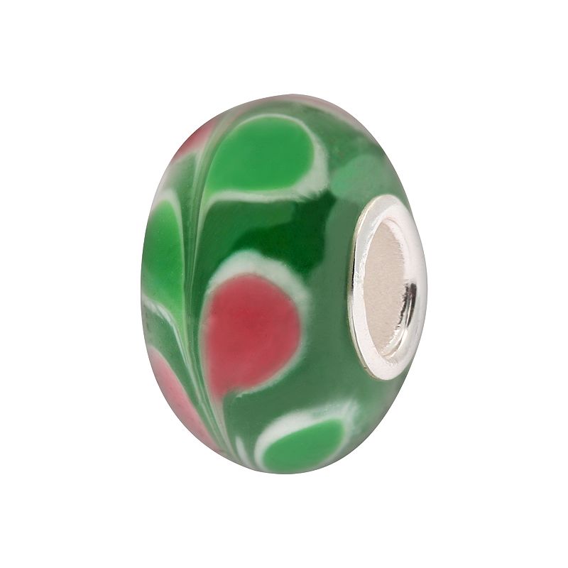 Individuality Beads Sterling Silver Green Leaf Glass Bead, Womens