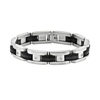 LYNX Stainless Steel Black Ion 1/10 ct T.W. Diamond Bracelet - Men