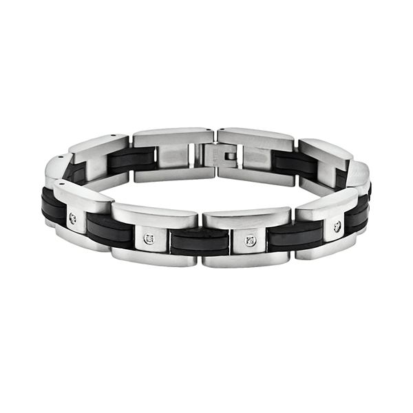 LYNX Stainless Steel Black Ion 1/10-ct. T.W. Diamond Bracelet - Men