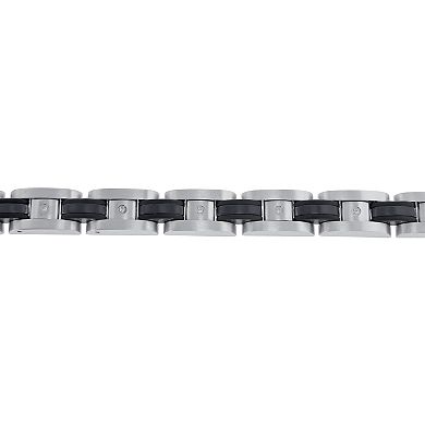 LYNX Stainless Steel Black Ion 1/10-ct. T.W. Diamond Bracelet - Men