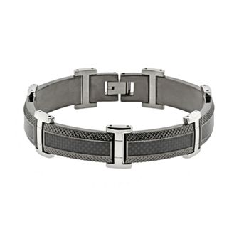 LYNX Stainless Steel Black Ion & Carbon Fiber Bracelet - Men