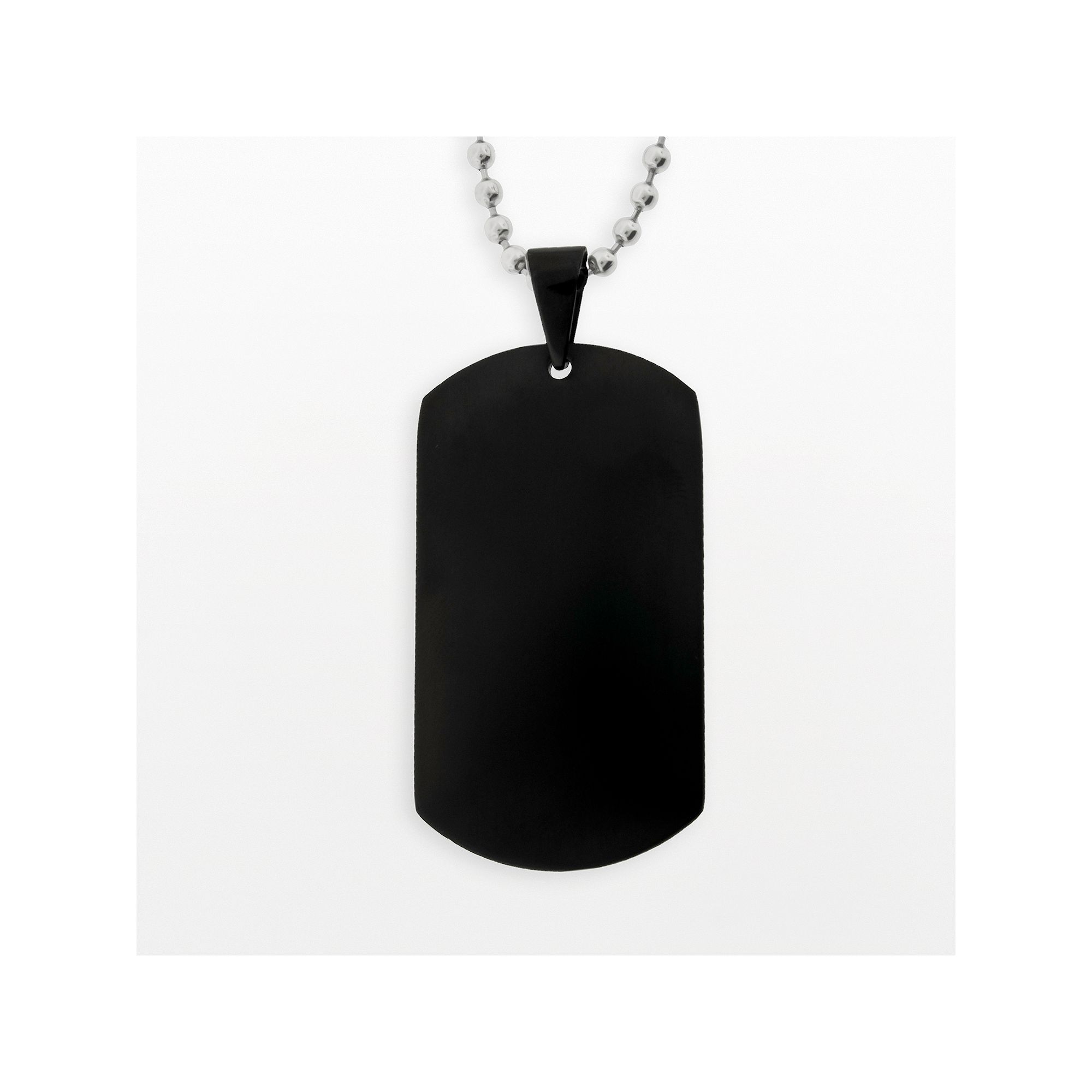 LYNX Stainless Steel Black Ion Dog Tag - Men, Mens, Size: 22, Silver