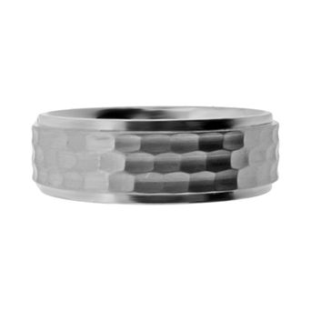 LYNX Stainless Steel Hammered Wedding Band - Men