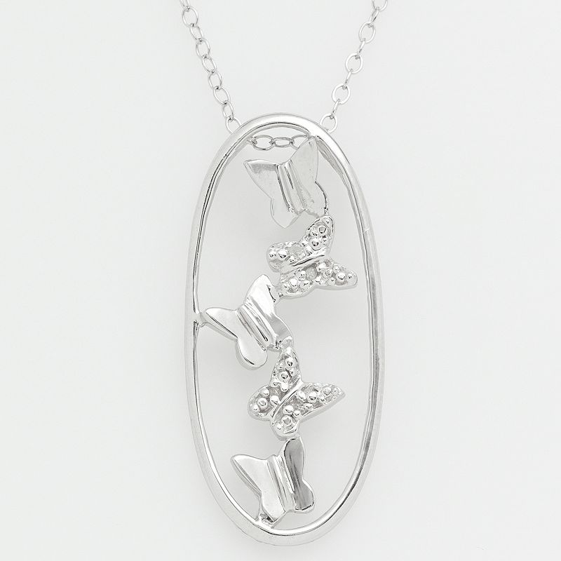 Jewelry for Trees Platinum Over Silver Cubic Zirconia Butterfly Pendant, Women's