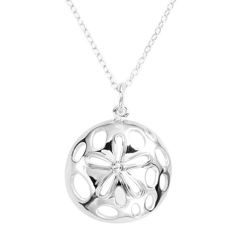 Jewelry for Trees Platinum Over Silver Sand Dollar Pendant, Women's