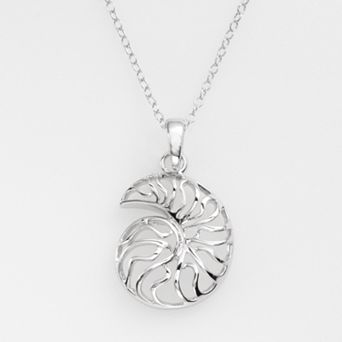 Jewelry for Trees Platinum Over Silver Seashell Pendant