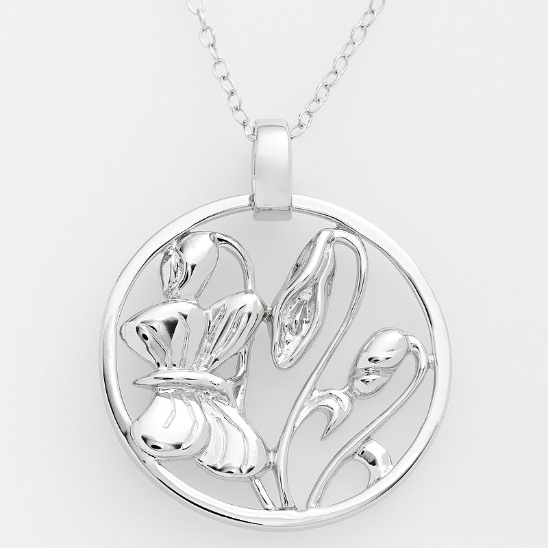 Jewelry for Trees Platinum Over Silver Butterfly Pendant, Women's