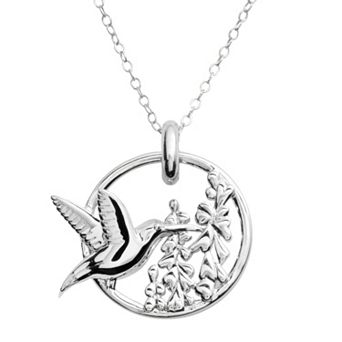 Jewelry for Trees Platinum Over Silver Hummingbird Pendant