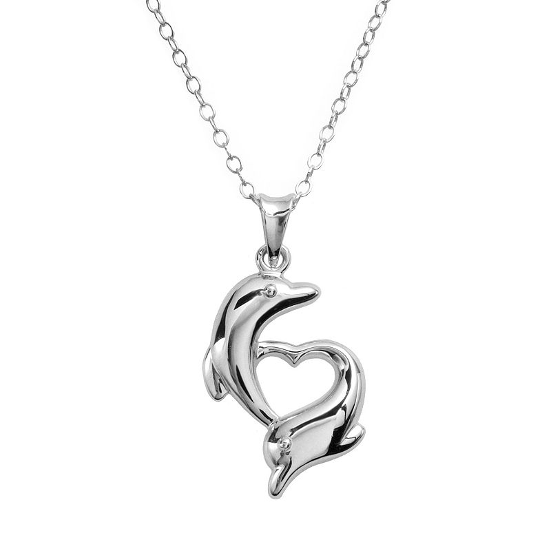Jewelry for Trees Platinum Over Silver Dolphin Pendant, Women's
