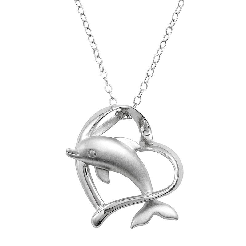 Jewelry for Trees Platinum Over Silver Dolphin Pendant, Women's