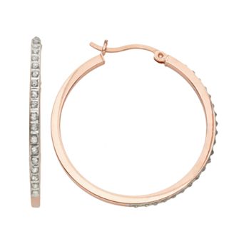 Diamond Mystique 18k Rose Gold Over Silver Diamond Accent Hoop Earrings