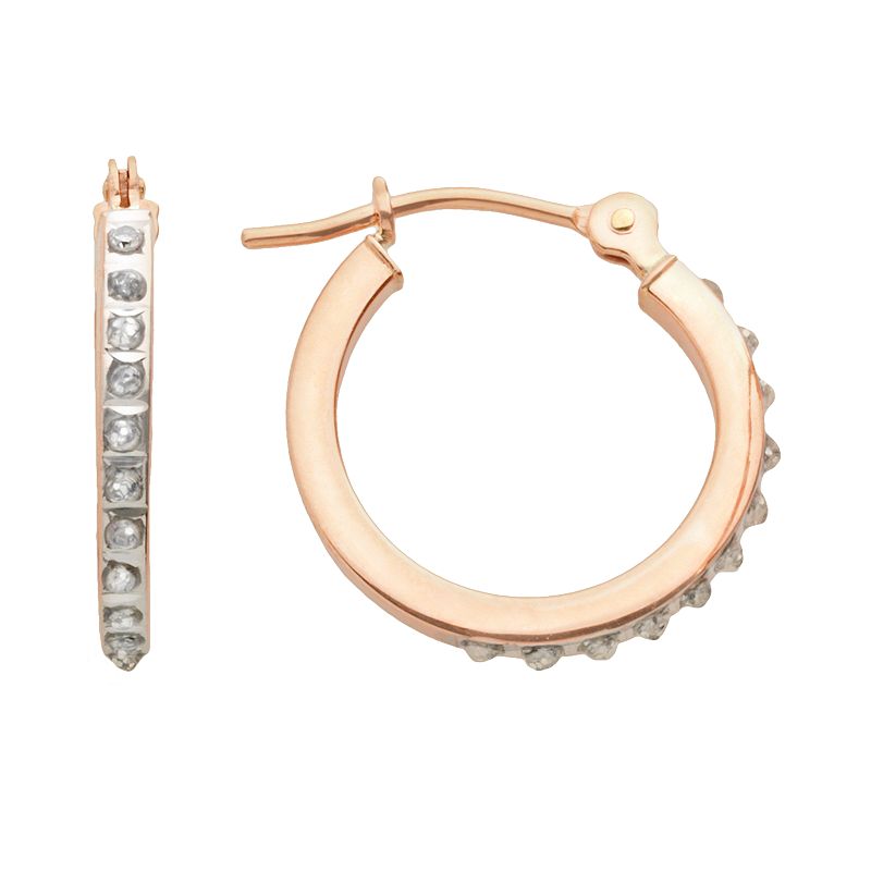 Diamond Fascination 14k Rose Gold Diamond Accent Hoop Earrings, Womens, Ye