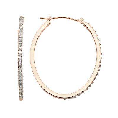 Diamond Fascination 14k Rose Gold Diamond Accent Oval Hoop Earrings