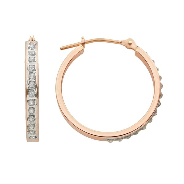 Diamond Fascination 14k Rose Gold Diamond Accent Hoop Earrings