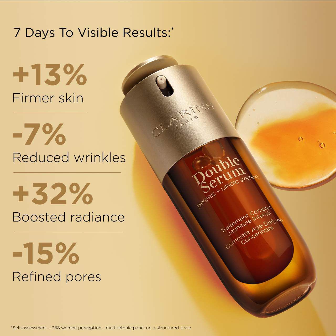 Clarins DOUBLE SERUM To Firm, Boost Radiance & Refine Pores