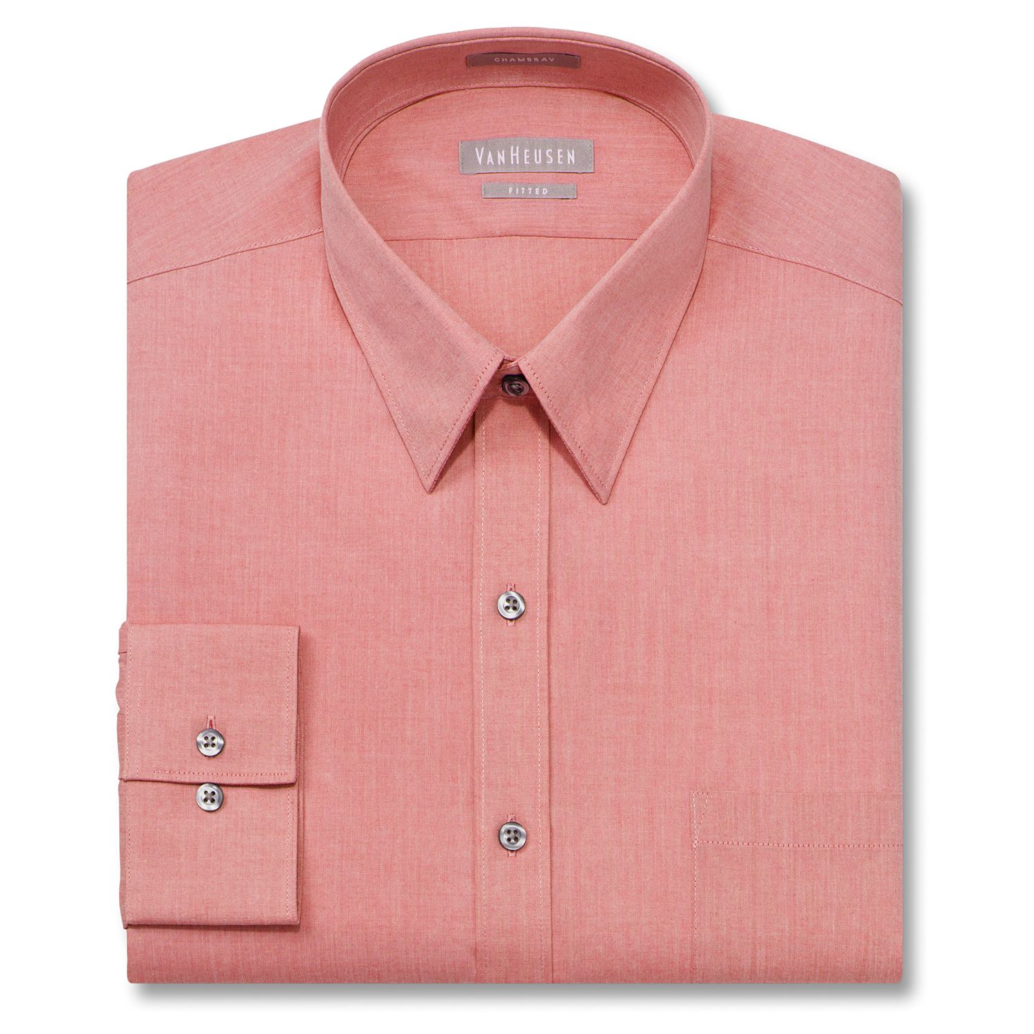 van heusen men's poplin fitted solid point collar dress shirt