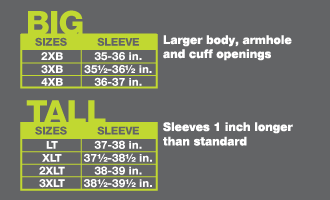 mr big and tall size chart