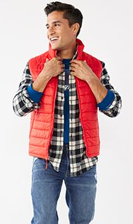 Man weating Sonoma layered shirts and puffy vest