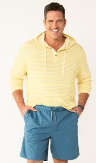 Man wearing Sonoma sweatshirt and shorts