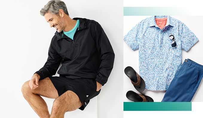 Man wearing lightweight jacket and athletic shorts