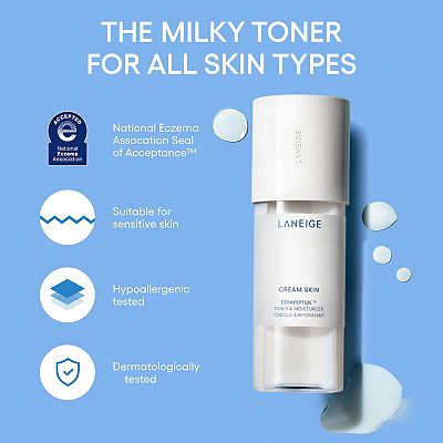 LANEIGE Cream Skin Refillable Milky Toner with Ceramides and