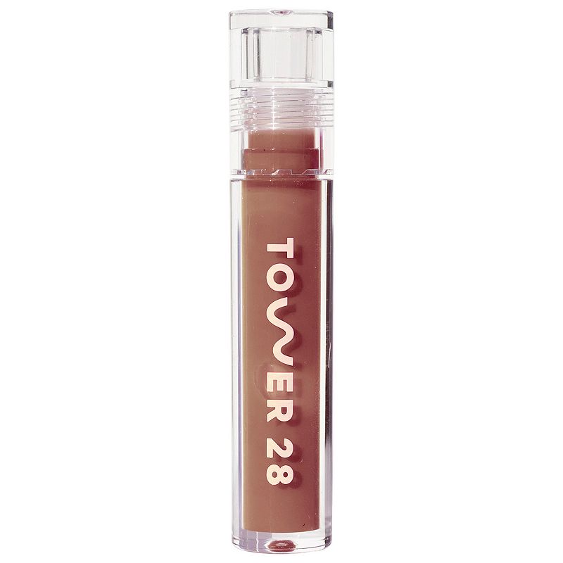 Tower 28 ShineOn Milky Lip Jelly  ALMOND | Non-Sticky  Vegan Lip Gloss in Milky Chocolate | Apricot and Raspberry Seed Oil | Moisturizing  Clean  Cruelty Free