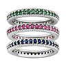 Stacks &amp; Stones Lab-Created Gemstone Sterling Silver Eternity Stack Ring