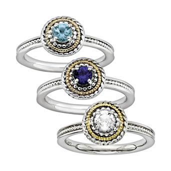 Stacks &amp; Stones Gemstone 14k Gold &amp; Sterling Silver Textured Stack Ring