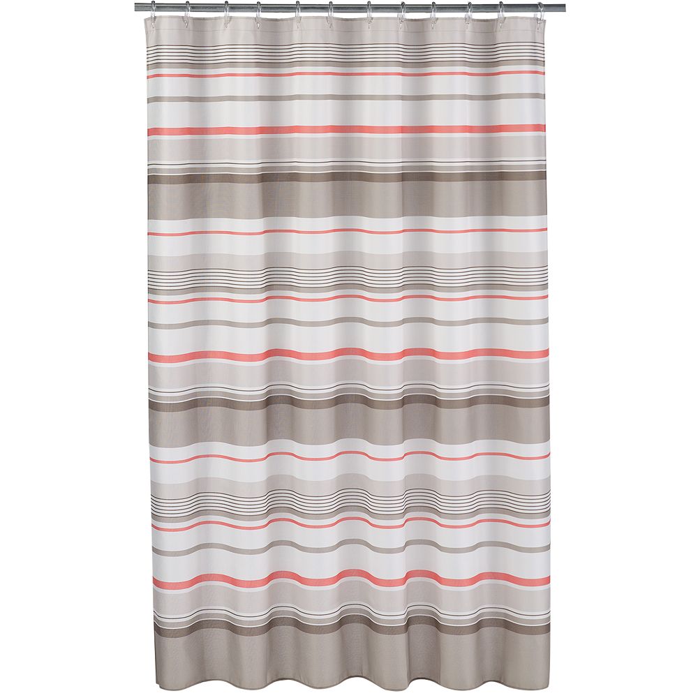 coral and tan shower curtain