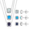Sterling Silver Gemstone & Cubic Zirconia Halo Jewelry Set