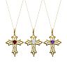 Gemstone 10k Gold Filigree Cross Pendant Necklace