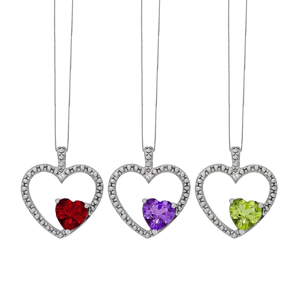 Heart Locket Necklace Diamond Accents Sterling Silver