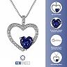 Gemstone &amp; Diamond Accent Sterling Silver Heart Pendant Necklace