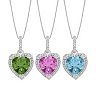 Gemstone & Diamond Accent Sterling Silver Heart Pendant Necklace