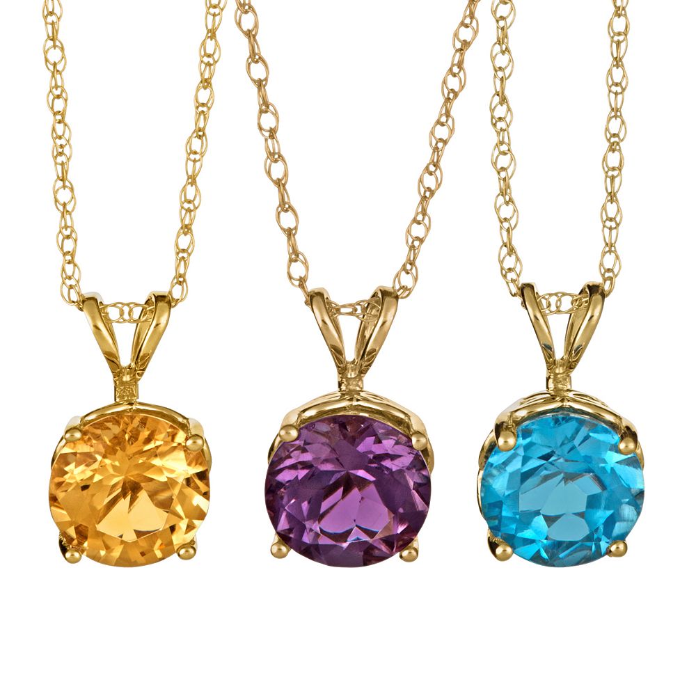 Gemstone 14k Gold Pendant Necklace 8973