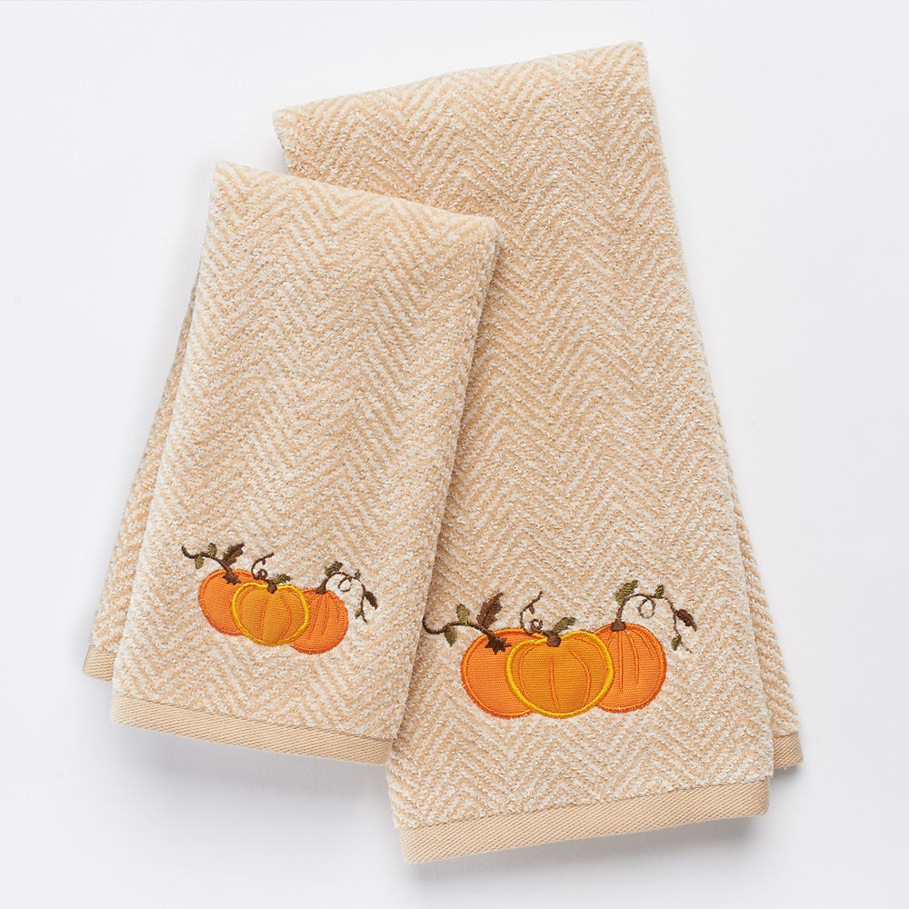 Harvest Pumpkin Chevron Bath Towels