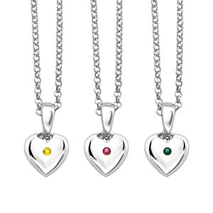 Little Diva Diamonds Kids' Sterling Silver Gemstone Heart Pendant