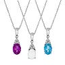 Sterling Silver Gemstone & Diamond Accent Oval Pendant
