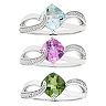 Sterling Silver Gemstone & Diamond Accent Cushion Bypass Ring Collection