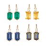 10k Gold Emerald-Cut Gemstone & White Zircon Hoop Earrings