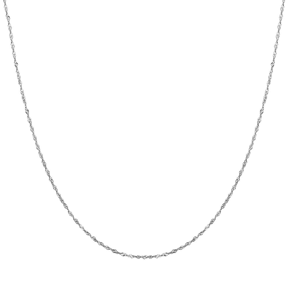 Everlasting Gold 14k White Gold Singapore Chain Necklace