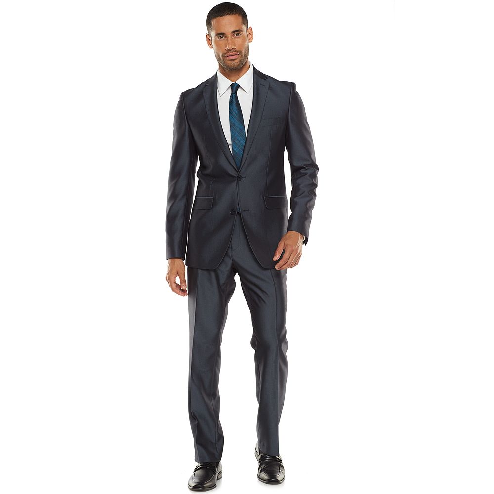 Apt. 9® Extra-Slim Herringbone Blue Suit Separates - Men