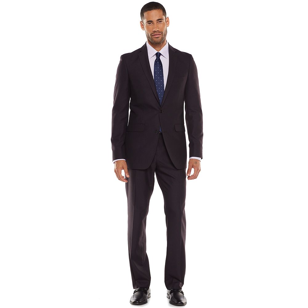 Apt. 9® Extra-Slim Checked Burgundy Suit Separates - Men