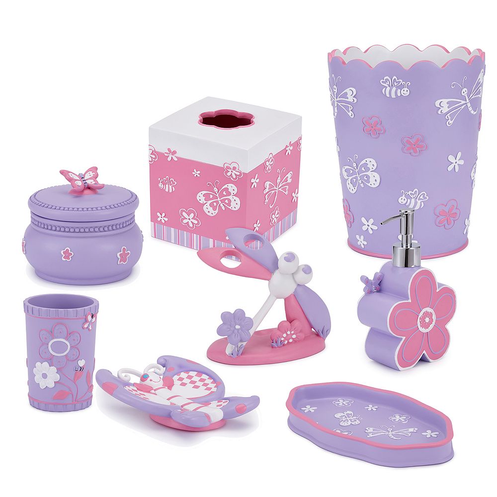 pink butterfly bathroom accessories