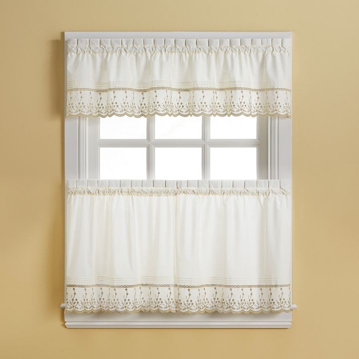 Abby Floral Tier Swag Kitchen Window Curtains