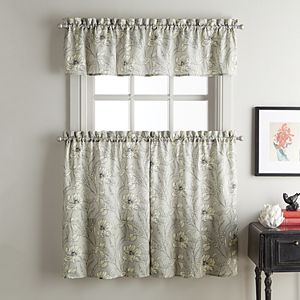 Sketch Floral Tier Kitchen Window Curtains